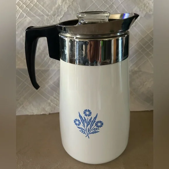Vintage Corning Ware Blue Cornflower Percolator Coffee Collectible - Picture 4 of 15